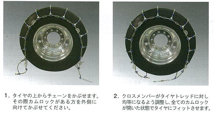 一流の品質 SCC JAPAN DB6730 1ペア タイヤ2本分 小 中 大型トラック バス用 亀甲型タイヤチェーン 合金鋼 カム付 横滑りに強い 