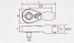 ＫＴＣ　デジラチェ　ラチェットヘッド　寸法